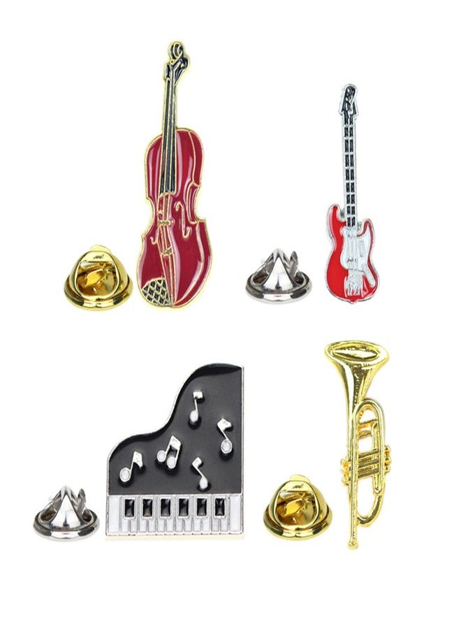 WCRAZYE 4 PCS Music Tape Pins Cute Enamel Badges Pins Set Piano Guitar Brooch Pins For Teachers Students for Jackets Backpack Shirt Lapel Button Pins (Music Pins) - Image 1